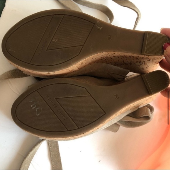 MARC FISHER open toe tie up tan espadrille shoes - Picture 10 of 16